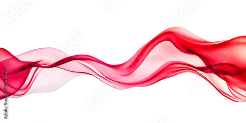 wave red silk fabric. 3d. material. texture. fluttering translucent fabric isolated on transparent background