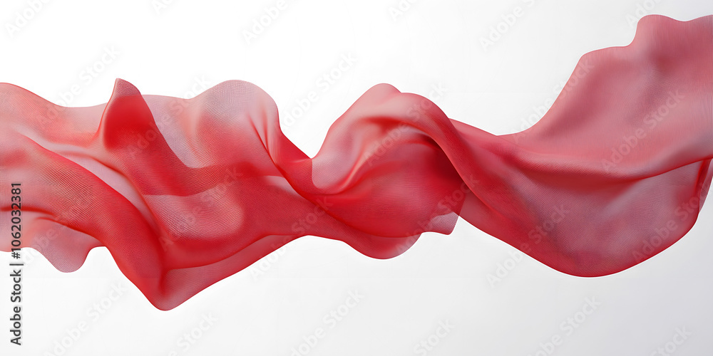 wave red silk fabric. 3d. material. texture. fluttering translucent fabric isolated on transparent background wave red silk fabric. 3d. material. texture. fluttering translucent fabric isolated on transparent background