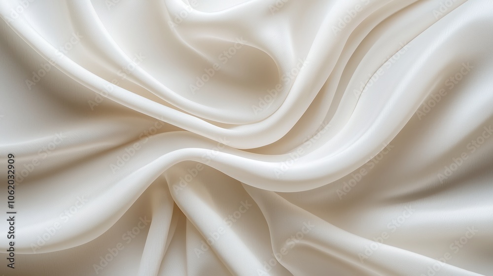 Soft White Fabric with Curved Waves and Texture