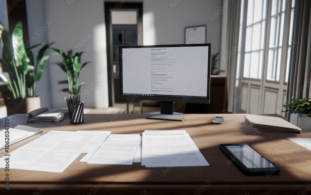 Clean modern work desk in home, remote working Clean modern work desk in home, remote working