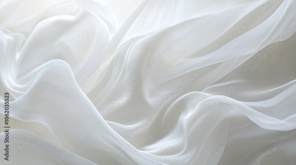 Fototapeta premium Gentle Translucent Waves on White Background