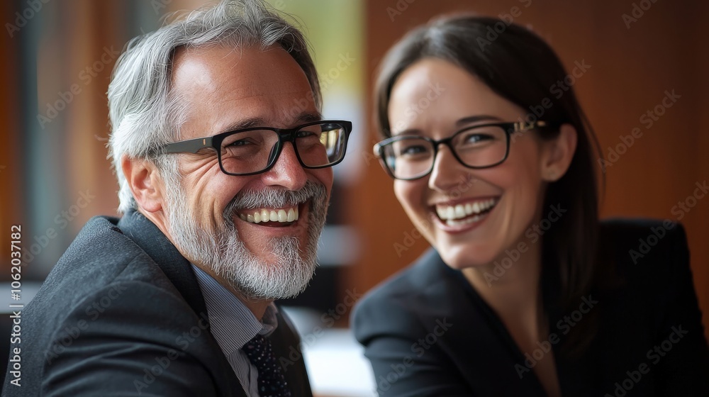Lawyers sharing a happy moment after a successful negotiation Lawyers sharing a happy moment after a successful negotiation