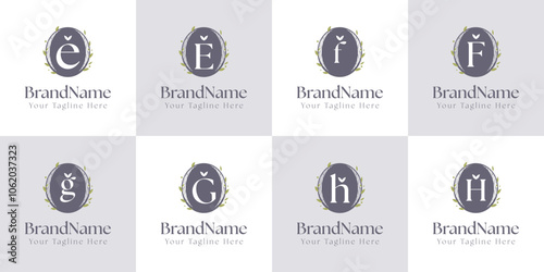 Letter E F G H Nature Logo Set, symbolizing growth, sustainability, and harmony
