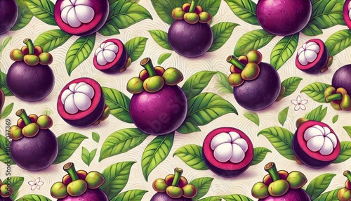Mangosteen image, seamless style