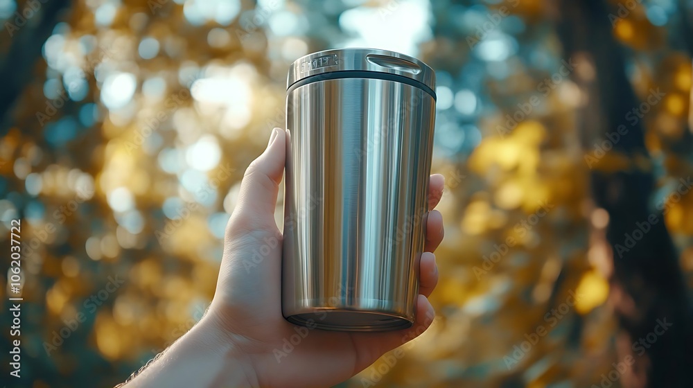 Stainless Steel Travel Mug in Hand Stainless Steel Travel Mug in Hand