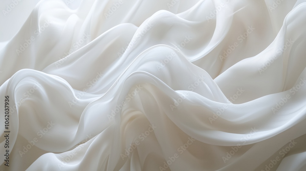Obraz premium Soft White Fabric Waves on Crisp Backdrop