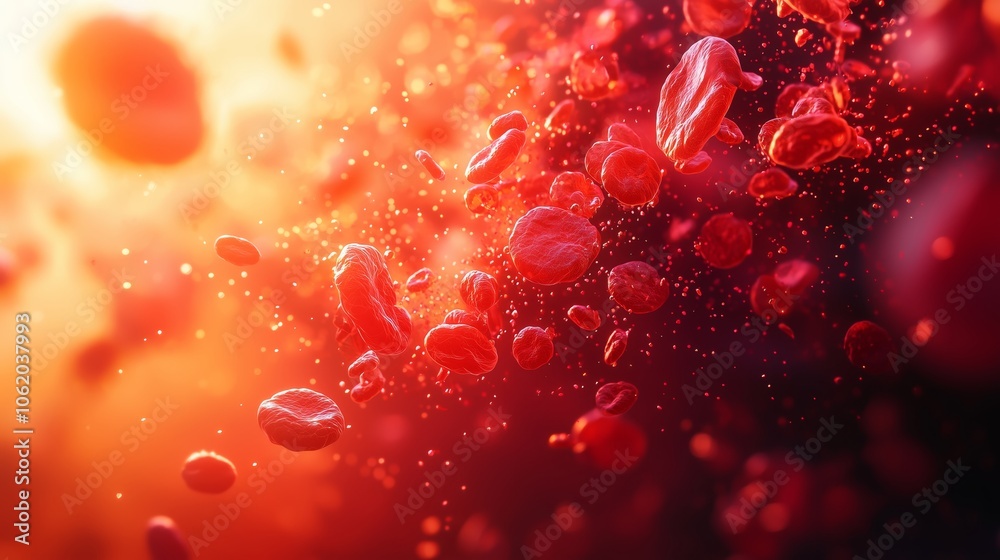 Artistic Representation of Red Blood Cells in Motion Artistic Representation of Red Blood Cells in Motion