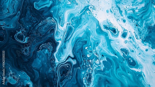 Turquoise and blue fluid art abstract background - Generative AI.