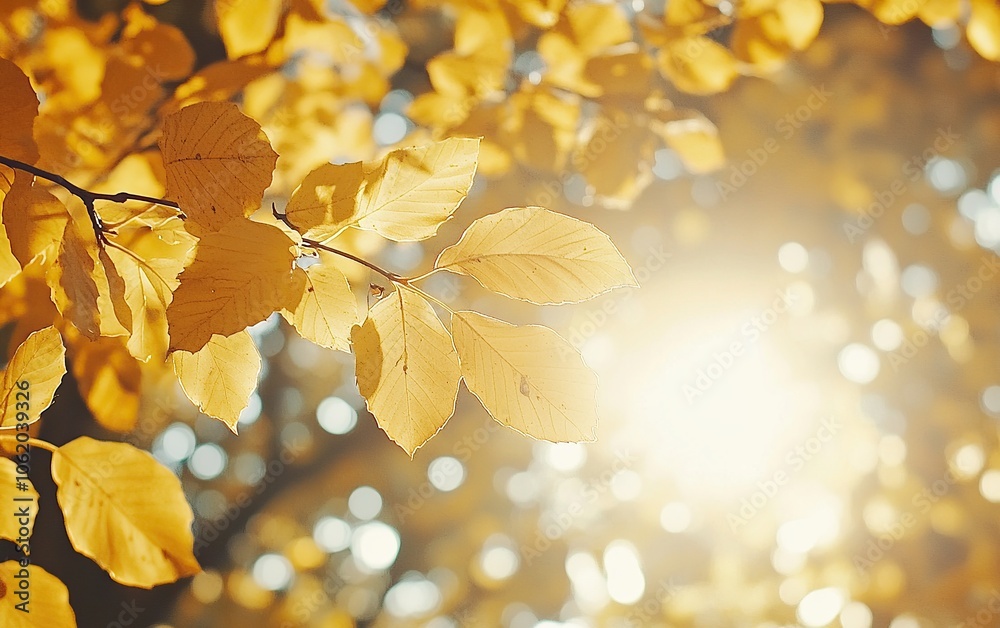 Golden autumn leaves glowing in the sun. Golden autumn leaves glowing in the sun.