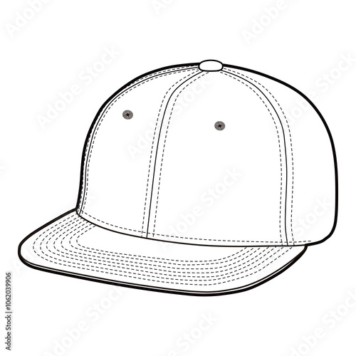 Snapback Cap Technical Drawing Side View

