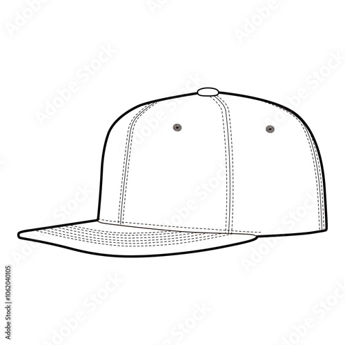 Snapback Cap Technical Drawing Side View Detailed

