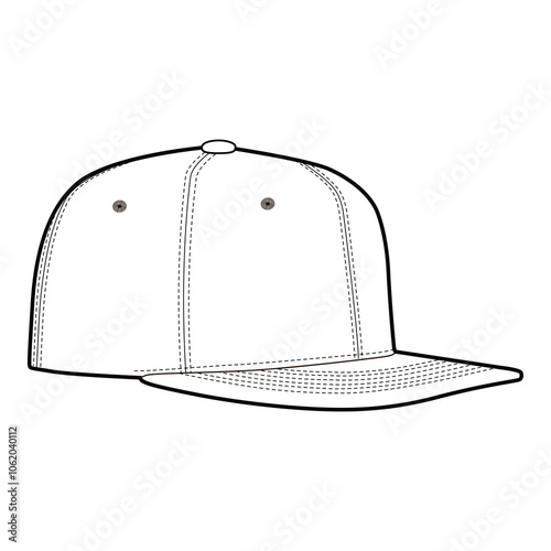 Snapback Cap Technical Drawing Side Profile

