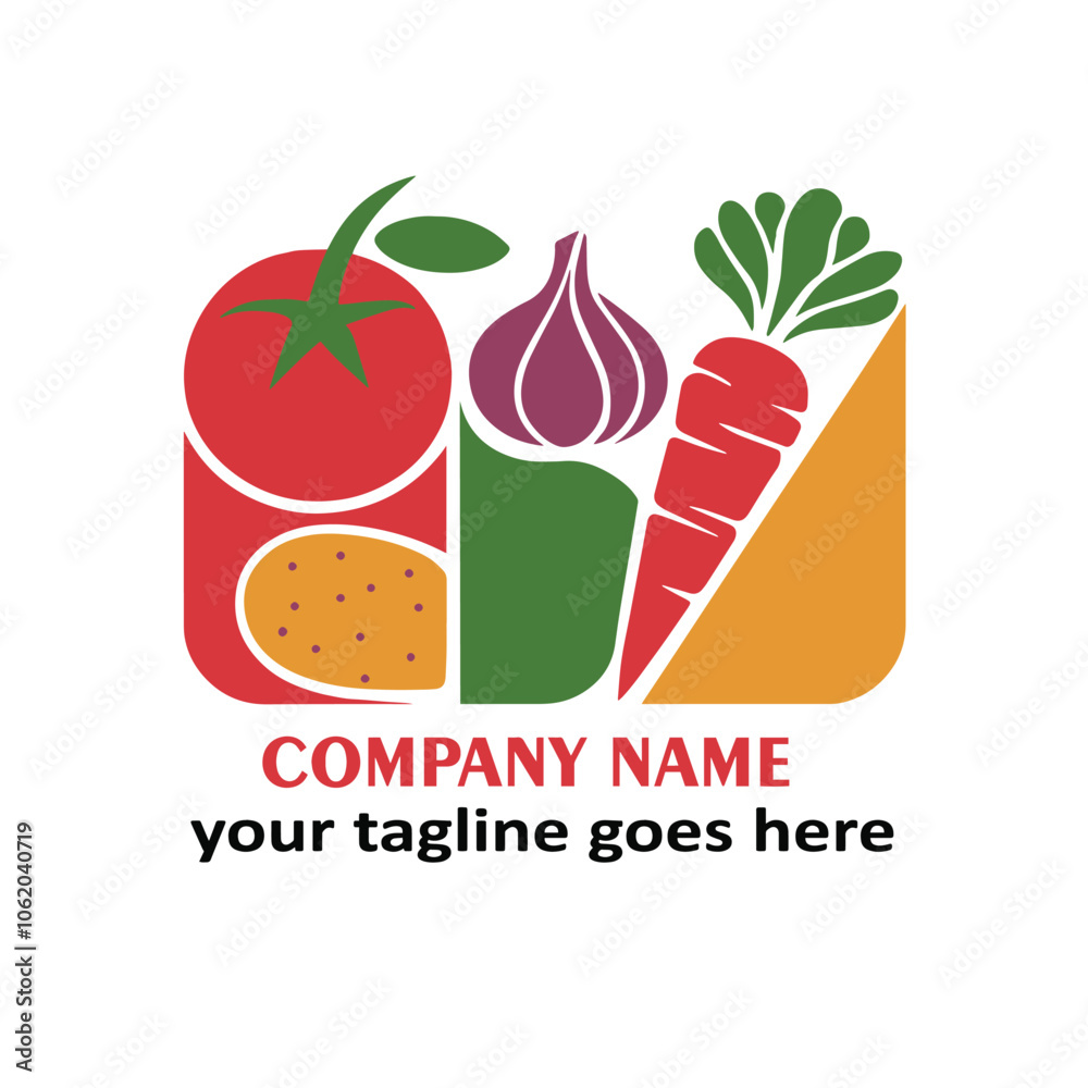 Abstract Logo with Tomato, Carrot, Onion and Potato Abstract Logo with Tomato, Carrot, Onion and Potato