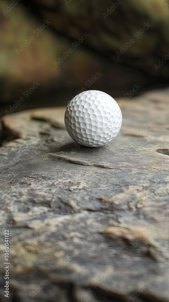 Close Up of a Golf Ball on a Rough Stone Close Up of a Golf Ball on a Rough Stone