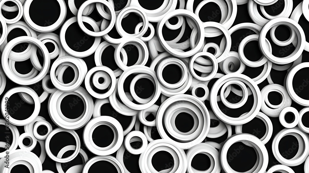 Modern Black and White Circular Pattern Wallpaper Modern Black and White Circular Pattern Wallpaper