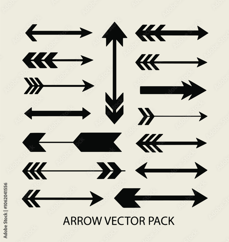 A collection of black arrows pointing in different directions A collection of black arrows pointing in different directions