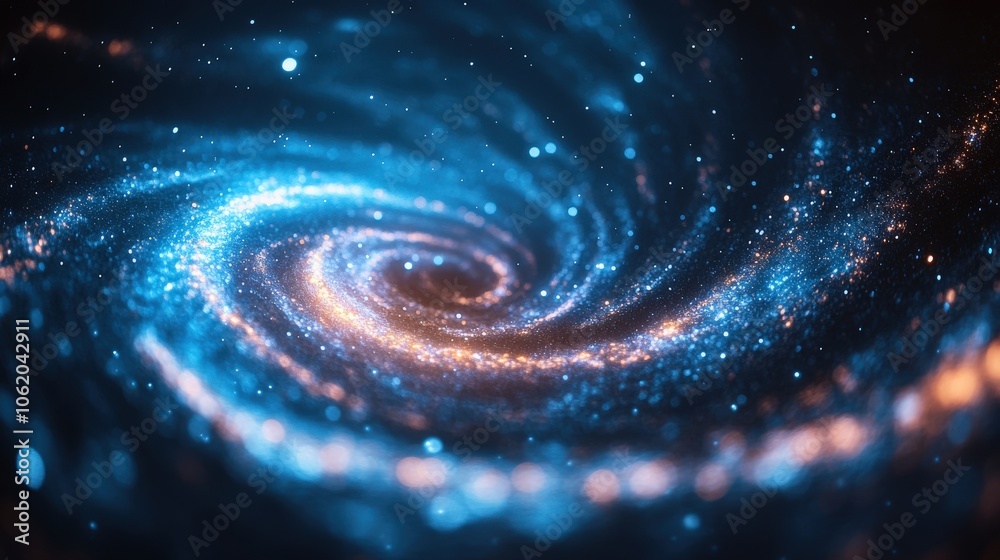 A swirling galaxy of stars and cosmic dust in deep space, illustrating the beauty of the universe. A swirling galaxy of stars and cosmic dust in deep space, illustrating the beauty of the universe.