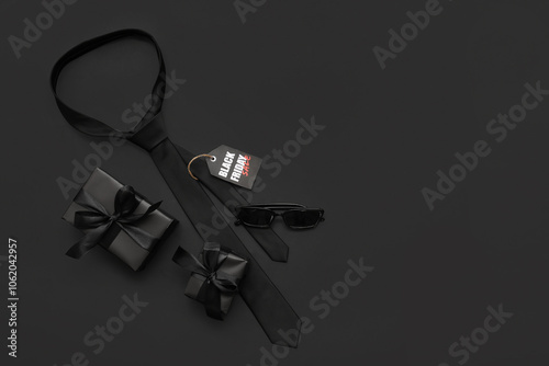 Stylish necktie, sunglasses...