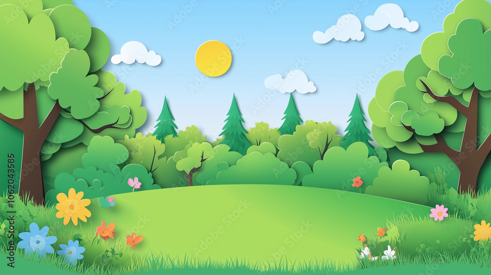 Fototapeta premium landscape with trees and grass