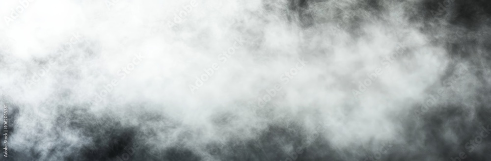 Fototapeta premium A smoke texture overlays a transparent background. A smoke background. Misty effect for film, text, or space. Abstract black gray wall texture.