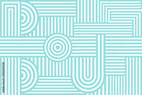 Color aesthetic contemporary printable seamless pattern, vector seamless pattern with semicircle shapes and neat lines..