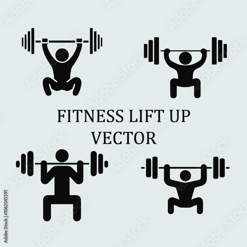 Four Stick Figure Icons Depicting Weightlifting Exercises