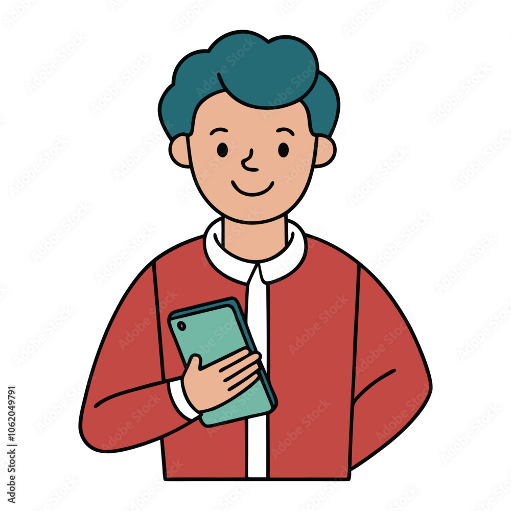 vector person using a smartphone on white background vector person using a smartphone on white background