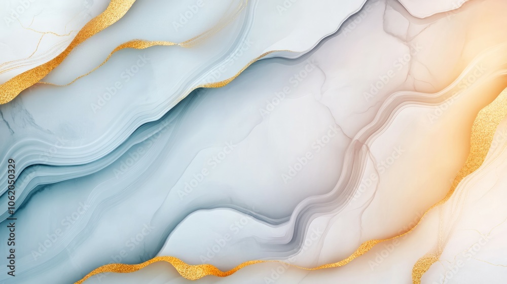 Naklejka premium Abstract white, cream, brown veined marble background