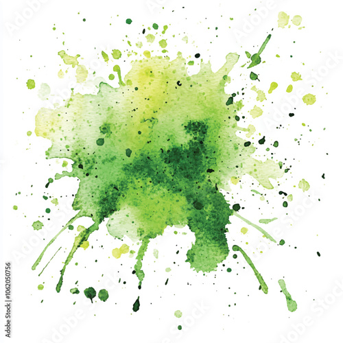 Green splash watercolor clipart illustration