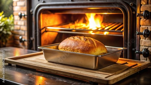 Baking tray with fresh pastries in kitchen