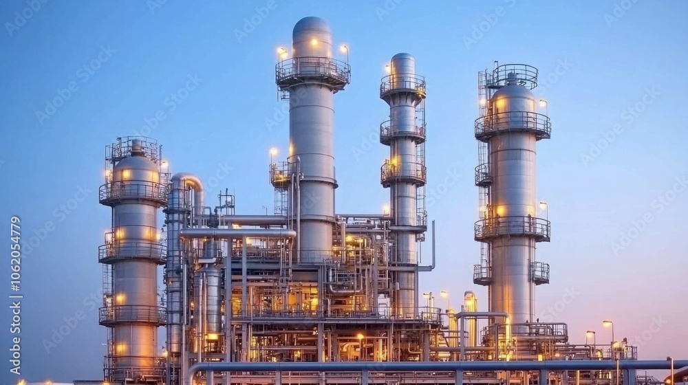 Sunset View of a Vast Fuel Processing Refinery Sunset View of a Vast Fuel Processing Refinery