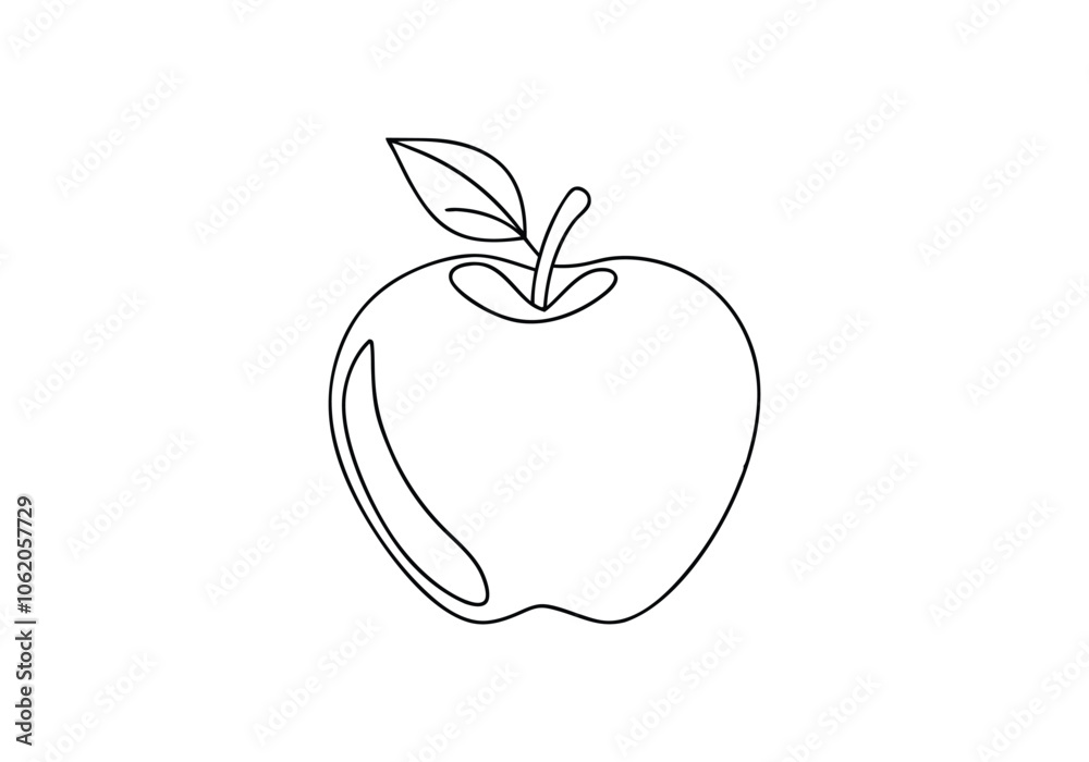 Continuous Line Art of an Apple. Minimalist Fruit Illustration for Kitchen Decor Continuous Line Art of an Apple. Minimalist Fruit Illustration for Kitchen Decor