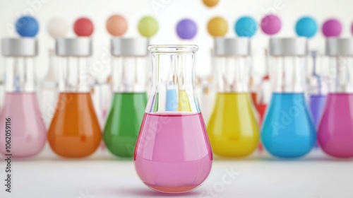 Colorful Laboratory Setup with Chemical Solutions
