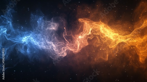 Blue Orange Smoke Abstract Wallpaper On Black Background