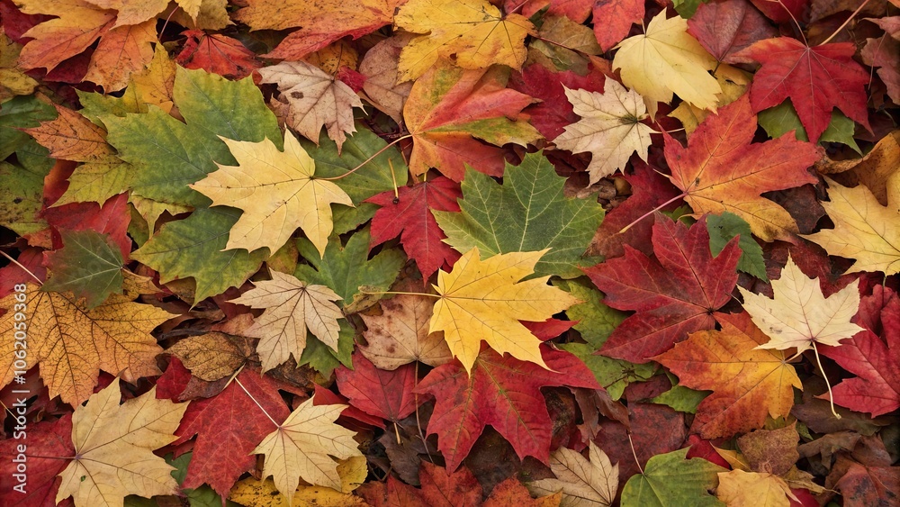 Colorful Autumn Leaves on Ground Pattern Colorful Autumn Leaves on Ground Pattern
