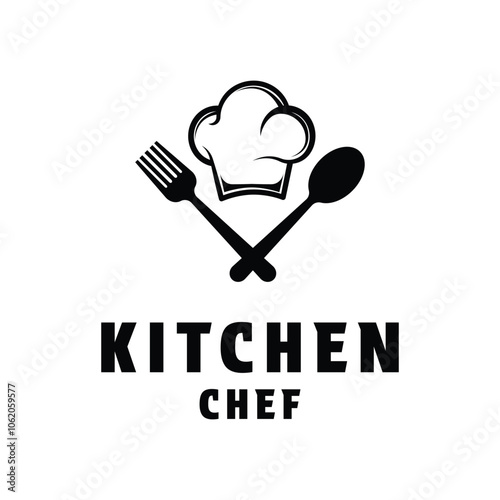 kitchen chef restaurant logo design concept idea with spoon and fork