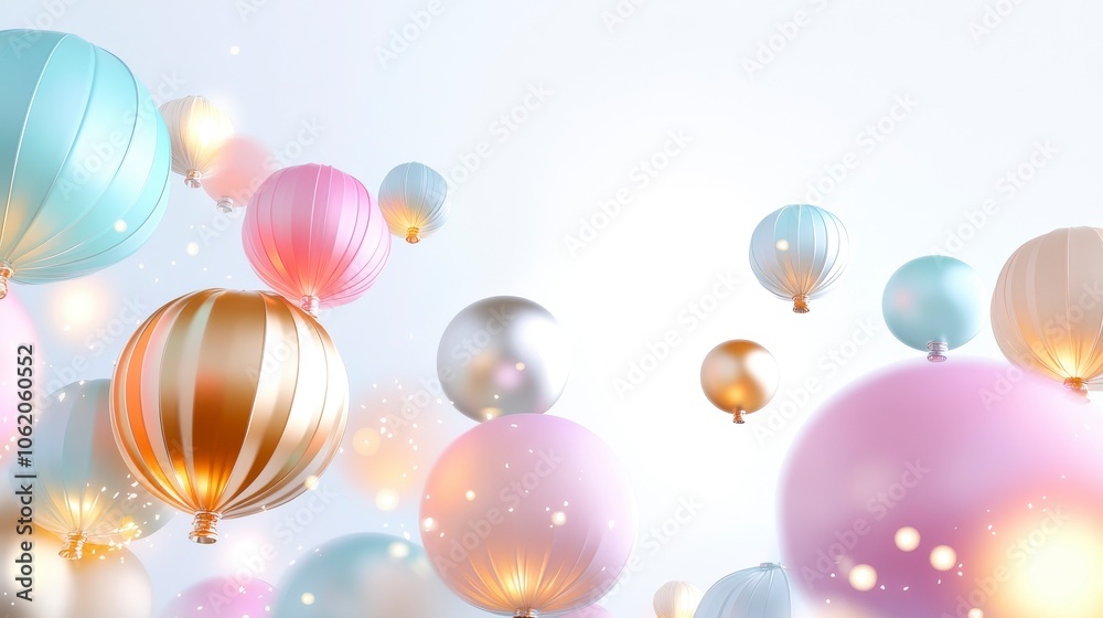 Colorful Lanterns Floating in the Sky Colorful Lanterns Floating in the Sky