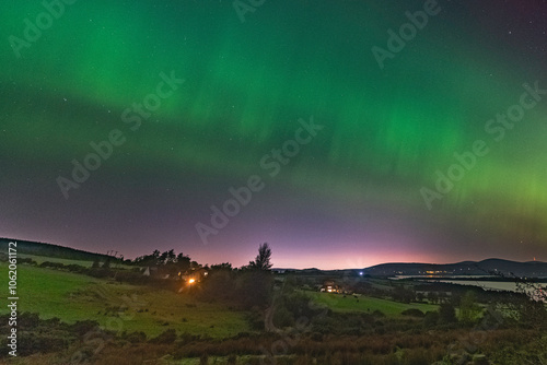 Northern lights above Blessington Lakes, County Wicklow, Ireland