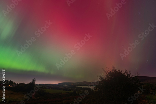 Northern lights above Blessington Lakes, County Wicklow, Ireland