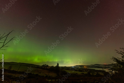 Northern lights above Blessington Lakes, County Wicklow, Ireland