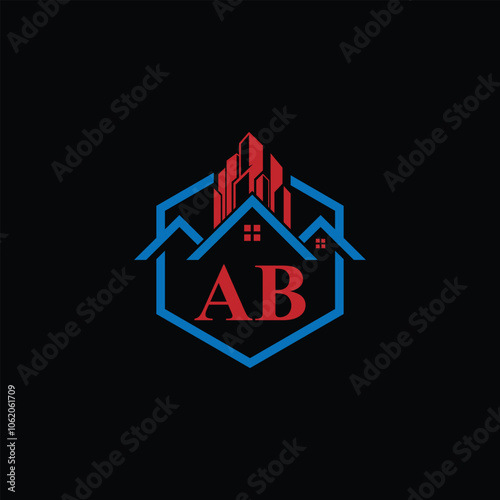 Modern Real Estate Logo With Letter AB