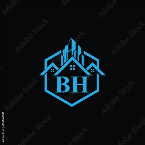 Modern Real Estate Logo With Letter BH