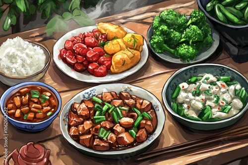 Cartoon Chinese Food illustratiion photo