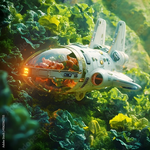 Wallpaper Mural Futuristic Spacecraft Navigating Through Lush Alien Jungle Landscape Torontodigital.ca