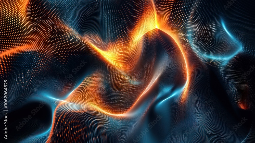 Fototapeta premium Modern 3D pattern wave background glowing digital network technology energy wallpaper AI generated image