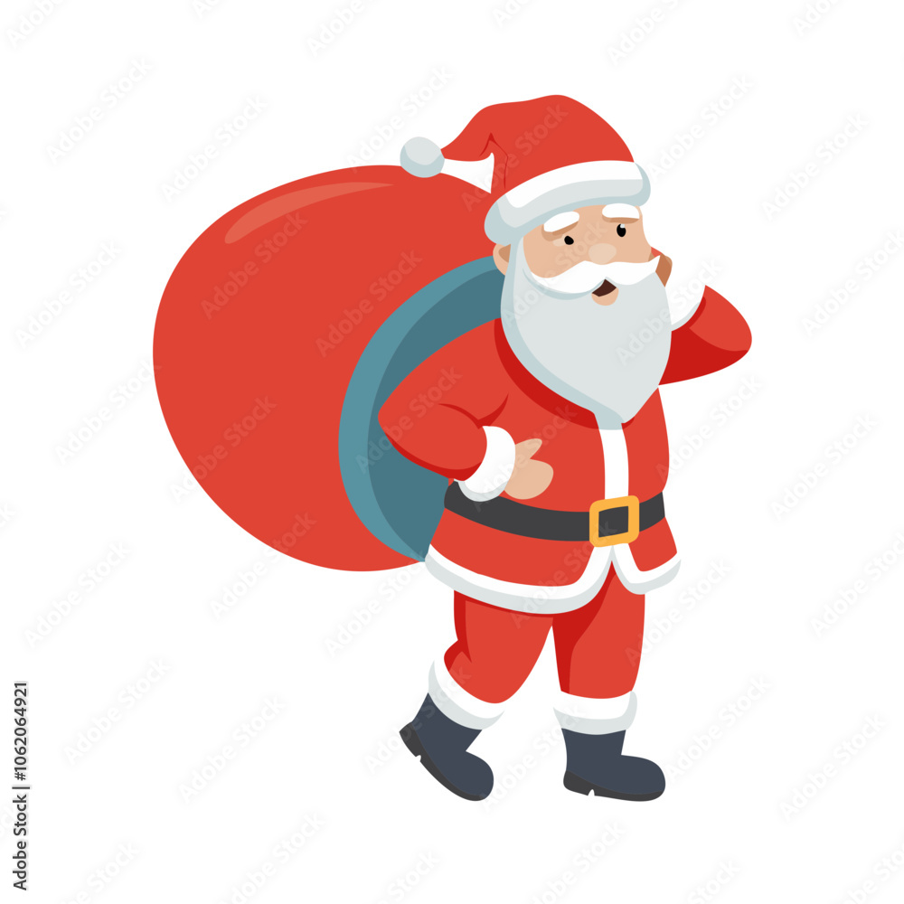 Santa Claus carrying a red sack of gifts festive illustration
Santa Claus carrying a red sack of gifts festive illustration