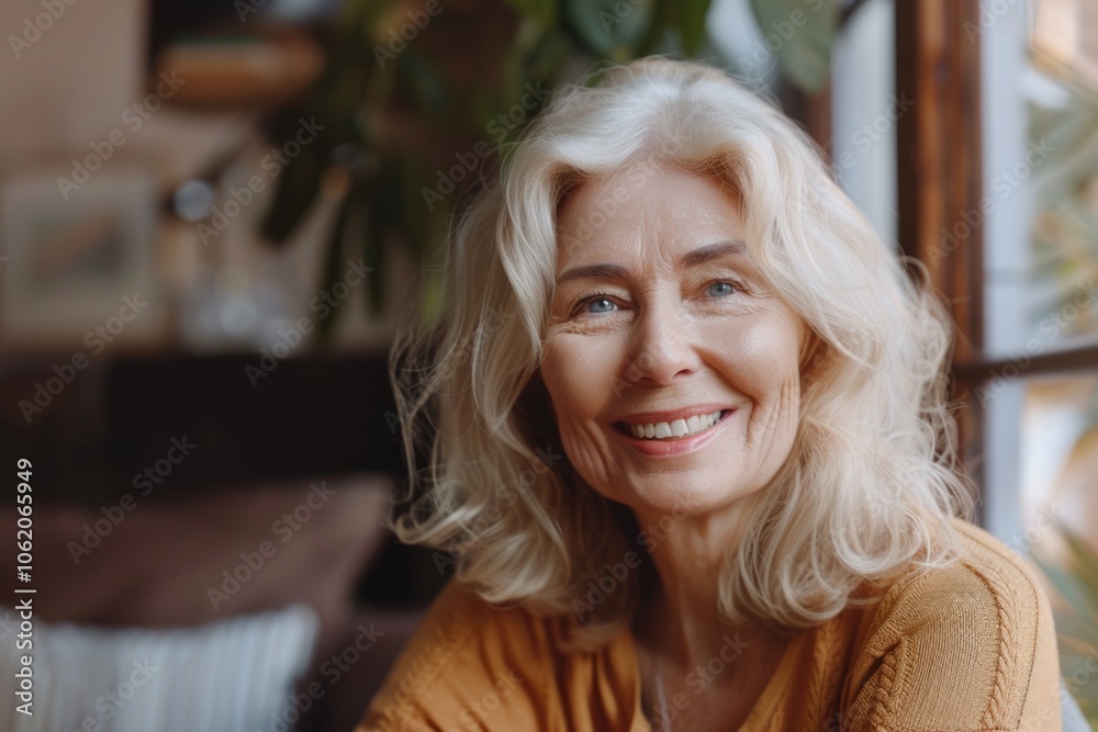 An elderly woman with white hair, smiling and looking at the camera. An elderly woman with white hair, smiling and looking at the camera.