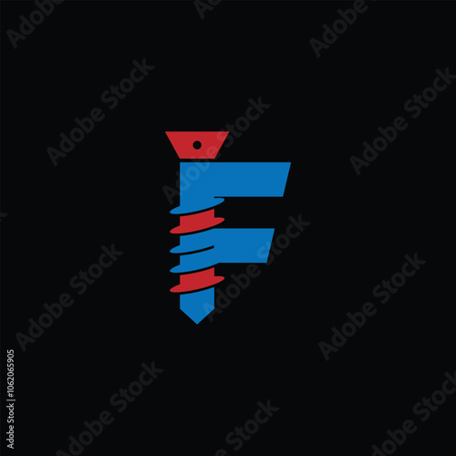 Screw Symbol With Letter F Logo