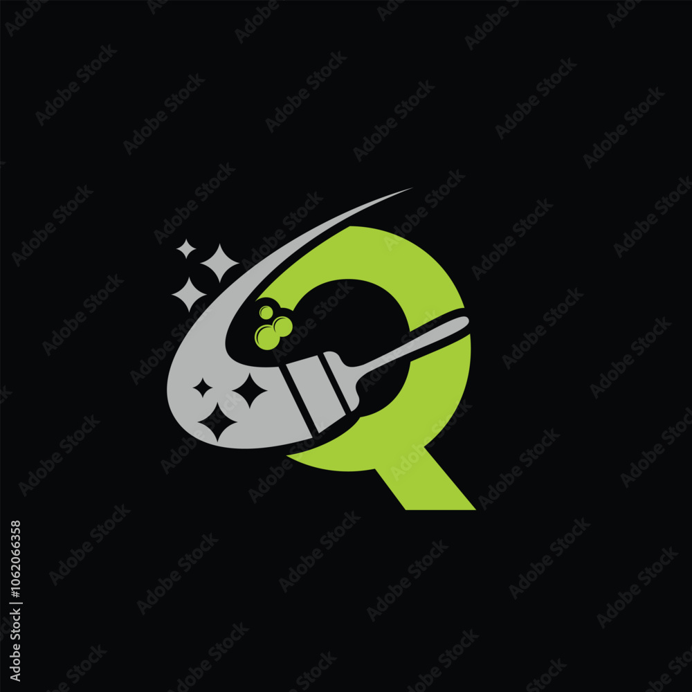 Printing Brush Symbol With Letter Q Logo Printing Brush Symbol With Letter Q Logo