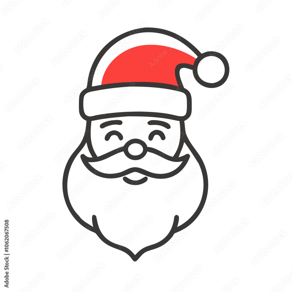 Minimalist Santa Claus outline with red hat
Minimalist Santa Claus outline with red hat